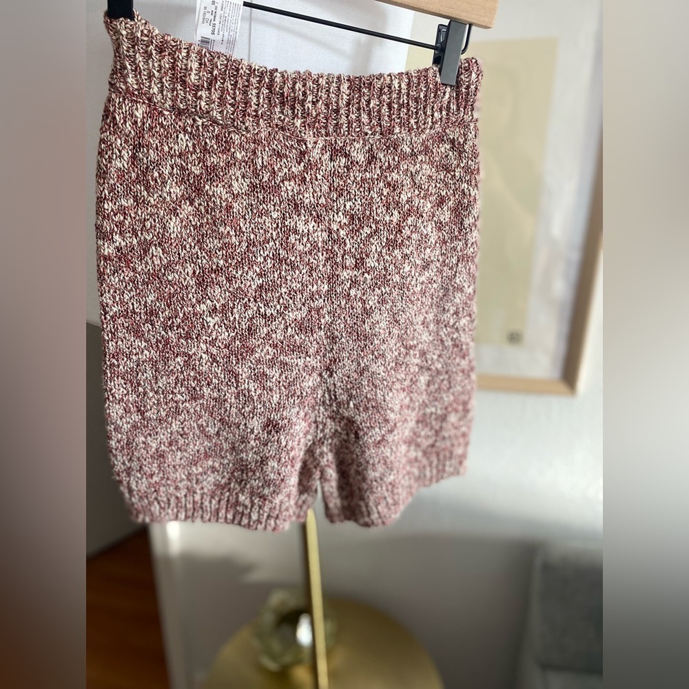 MANGO High Waist Flecked Burgundy Knit Shorts Cotton S Size S - Picture 4 of 11